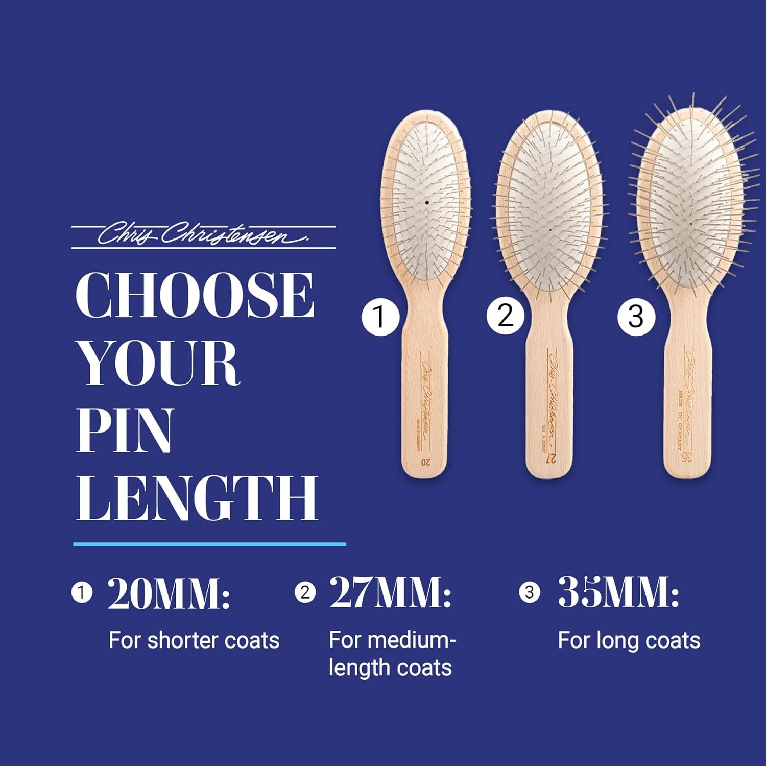 35 Mm Oval Pin Dog Brush, Original Series, Groom like a Professional, Stainless Steel Pins, Lightweight Beech Wood Body, Ground and Polished Tips