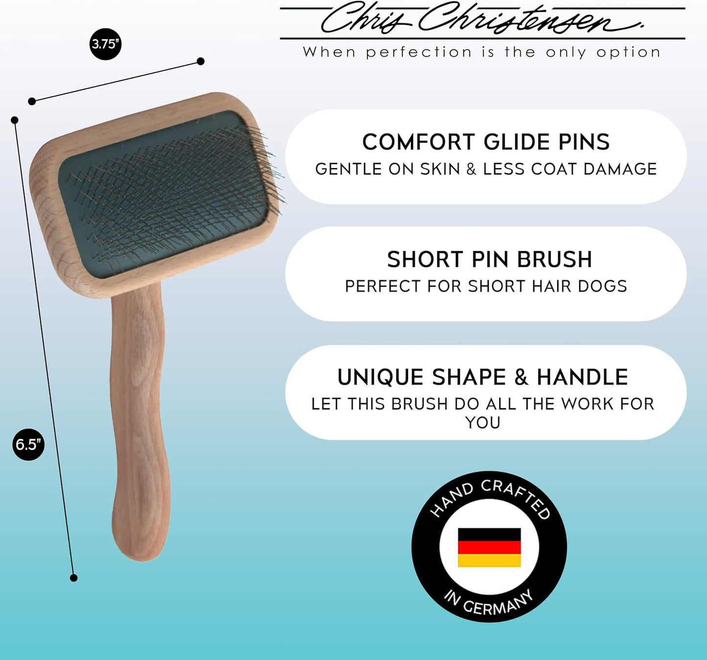 Mark II Slicker Brush, Groom like a Professinal, Stainless Steel Pins, Lightweight Beech Wood Body, Ground and Polished Tips, Small