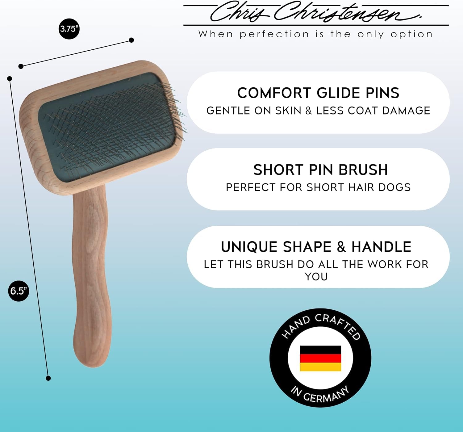 Mark II Slicker Brush, Groom like a Professinal, Stainless Steel Pins, Lightweight Beech Wood Body, Ground and Polished Tips, Small